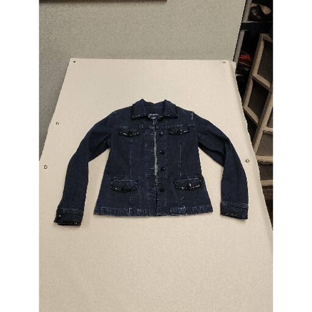Jones New York Signature Petite Jean Jacket With Pockets Blue Small Big Buttons